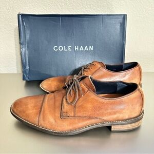 Cole Haan Men’s Grand.OS Cap Toe Oxford Dress Shoes Tan Leather Size 10M